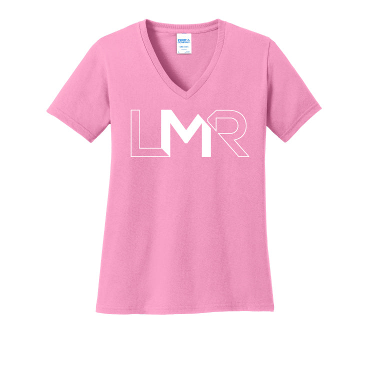 LMR - Port & Company® Ladies Core Cotton V-Neck Tee - Pink