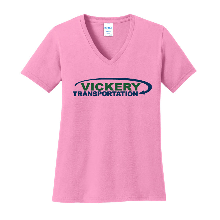 Vickery - Port & Company® Ladies Core Cotton V-Neck Tee - Pink