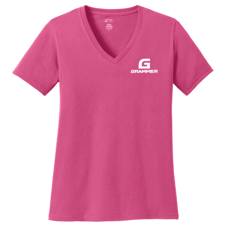 Port & Company® Ladies Core Cotton V-Neck Tee