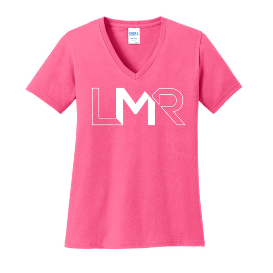 LMR - Port & Company® Ladies Core Cotton V-Neck Tee - Pink