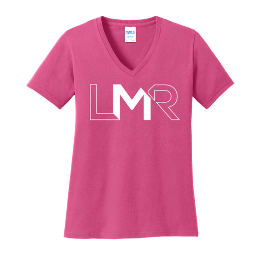 LMR - Port & Company® Ladies Core Cotton V-Neck Tee - Pink