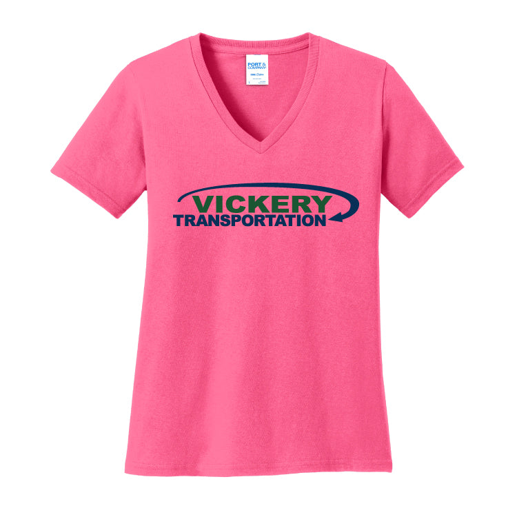 Vickery - Port & Company® Ladies Core Cotton V-Neck Tee - Pink