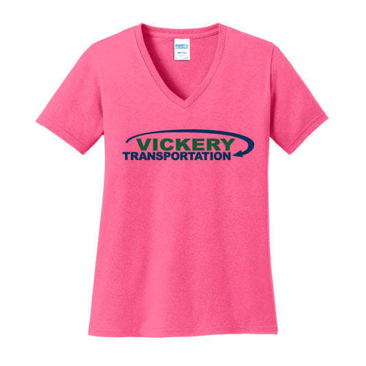 Vickery - Port & Company® Ladies Core Cotton V-Neck Tee - Pink