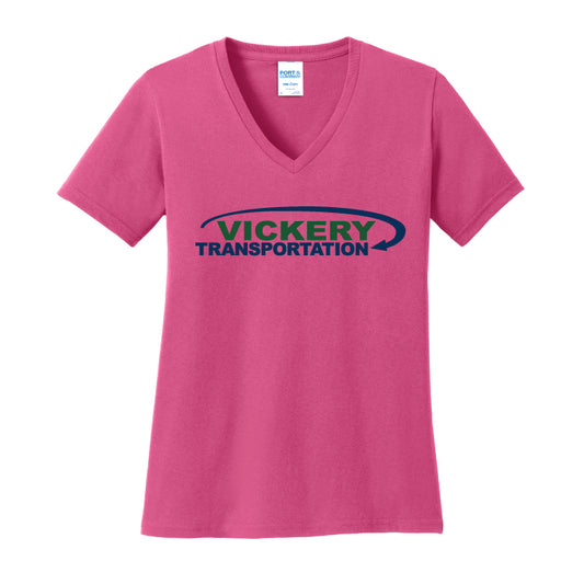 Vickery - Port & Company® Ladies Core Cotton V-Neck Tee - Pink