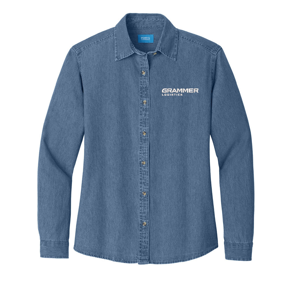Port & Co™ Women's Long Sleeve Value Denim Shirt